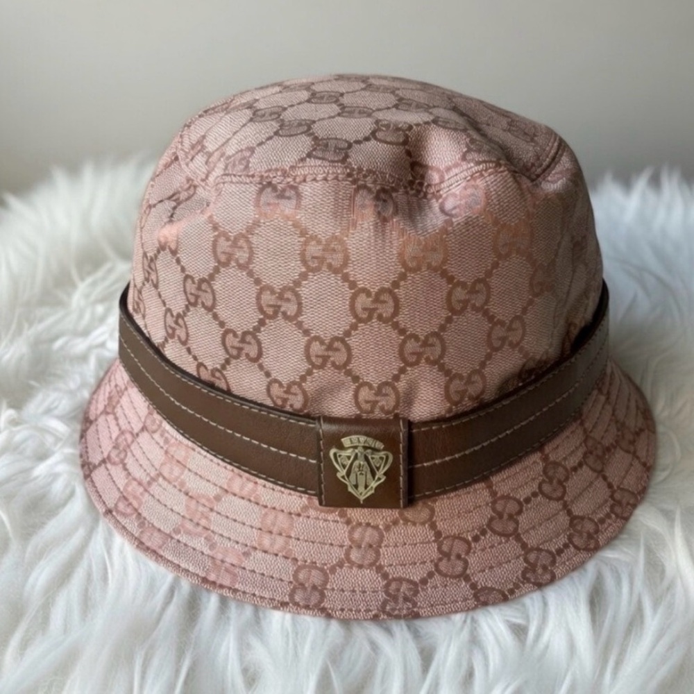 GUCCI GG Pink Canvas Bucket Hat Small $660